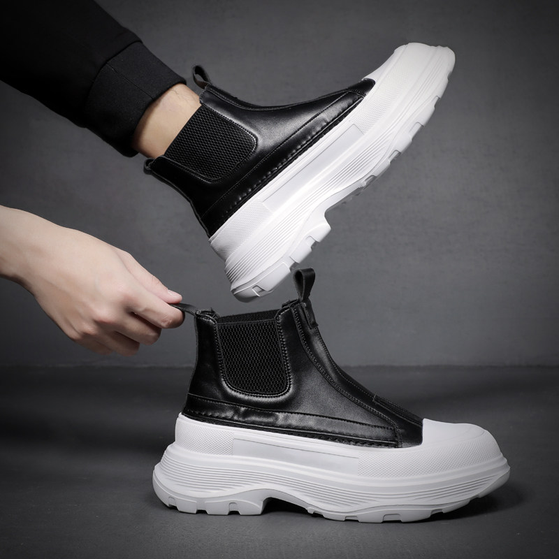 Men's Martin boots shoes men's leather high-top increased daddy shoes casual thick-soled trendy boots board shoes men's shoes