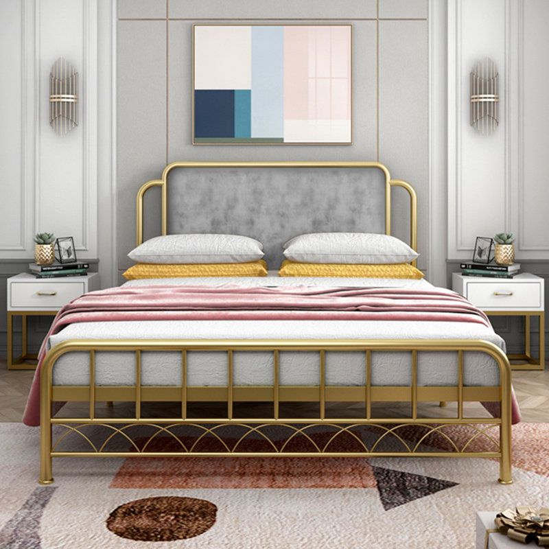 Modern minimalist iron bed Nordic ins net red iron frame bed light luxury 1 5 1 8 meters golden princess bed double bed