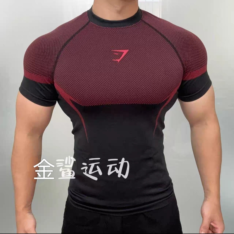 High-Quality in Stock! Golden Shark Onyx5.0 Seamless Compression Fitness Gym Shirt Men's Short-Sleeve Sports Training Quick-Dry T-Shirt