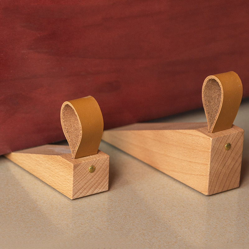 Creative Solid Wood Door Stopper, Anti-Collision Door Stop, Nordic Style Door Wedge, Wooden Door Stopper to Prevent Wind from Blowing the Door