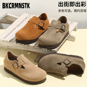 Sangpo Birkenstock Shoes, Thick-Soled, Full-Coverage, Unisex, Genuine Leather, Spring and Summer Casual Fashion Cork Toe Birkenstock Shoes