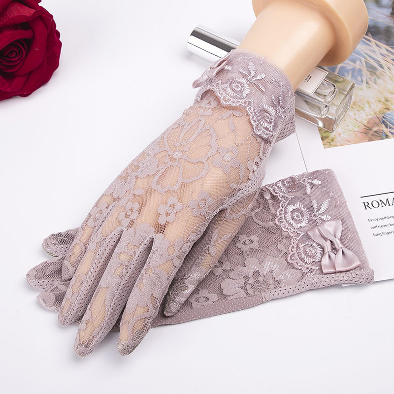 Lace sunscreen gloves summer riding electric car gloves non-slip touch screen short UV protection women's gloves supplies