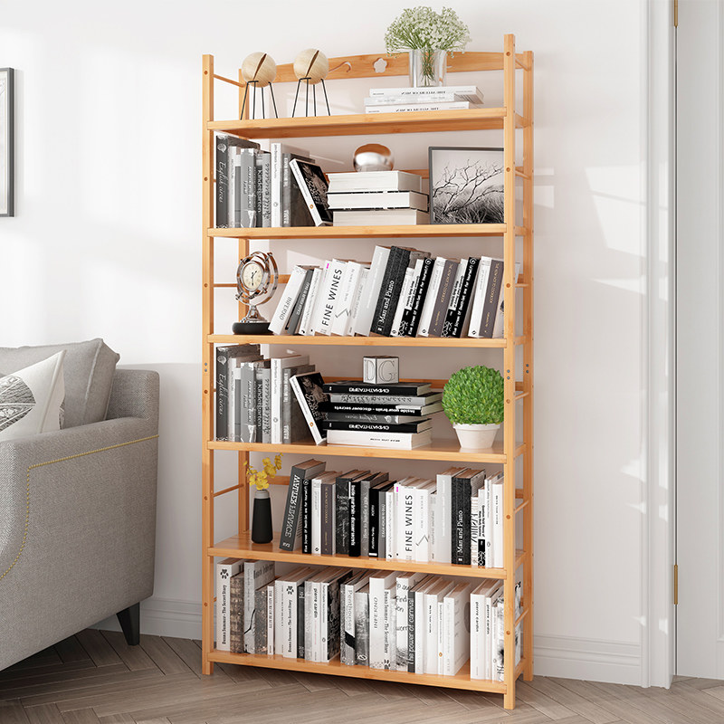 Simple bookshelf shelve solid wood living room floor containing bookcase minimalist for modern home schoolboy dorm table