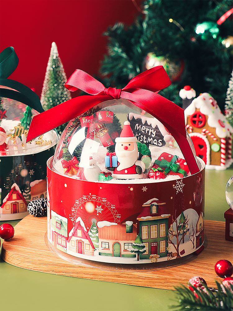 Christmas to hold the barrel Christmas Eve sending women and women Apple boxes packing gift boxes empty box hemispheres transparent net red gifts 2021