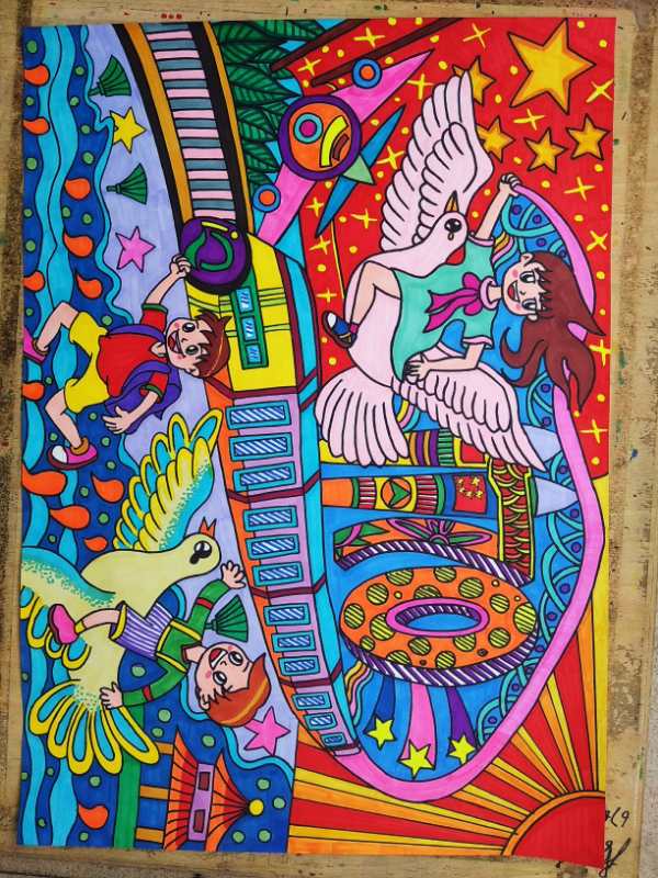 Pure hand-painted sci-fi painting on behalf of painting custom handwritten newspaper science fantasy painting on behalf of children's painting on behalf of painting professional