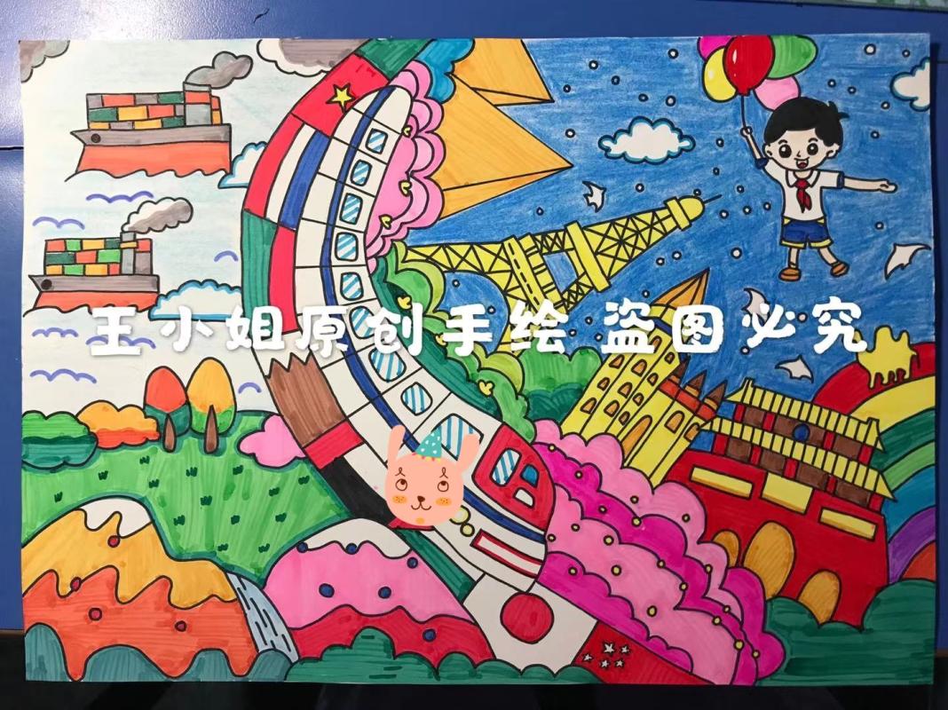 Pure hand-painted painting original sci-fi painting children's painting fire drowning painting comic poster hand-painted custom picture book