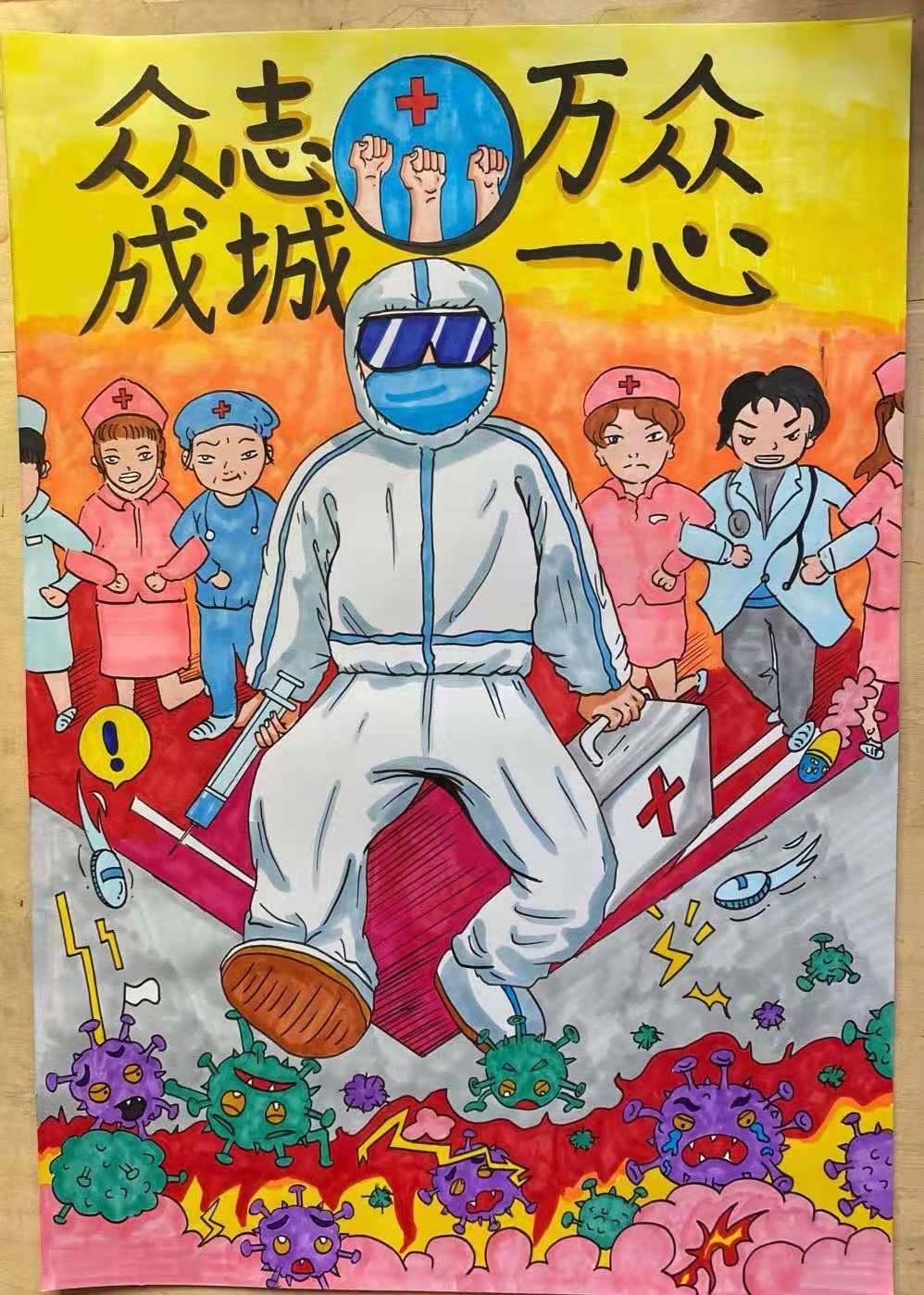 Pure hand-painted painting, health and medical science fiction painting, future hospital, creative sci-fi painting, painting, children's painting, custom painting