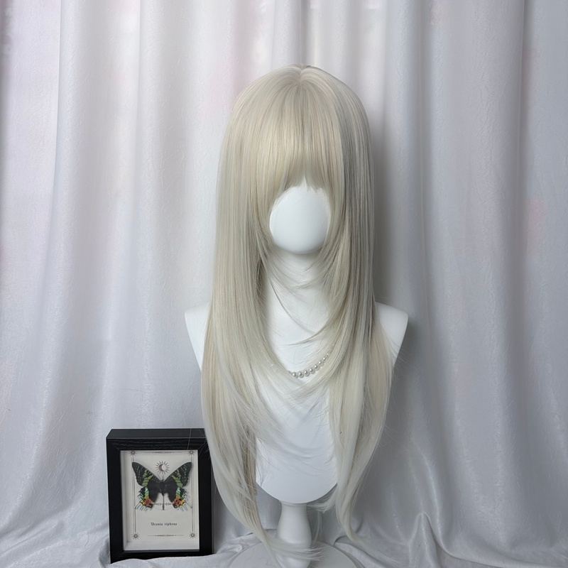 Hani Rabbit Platinum Blonde Wig for Women, Long Straight Hair, High-End Lolita Long Hair, Full Head Wig for Female Idol Group, Female Jk Hani Rabbit Platinum Blonde Wig for Women, Long Straight Hair, High-End Lolita Long Hair, Full Head Wig for Female Idol Group, Female Jk