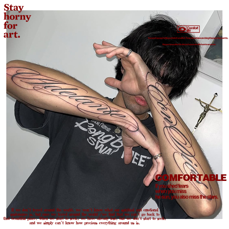 Chicano Floral English Arm Tattoo Stickers, High-End Tattoo Stickers, Realistic and Long-Lasting Tattoo