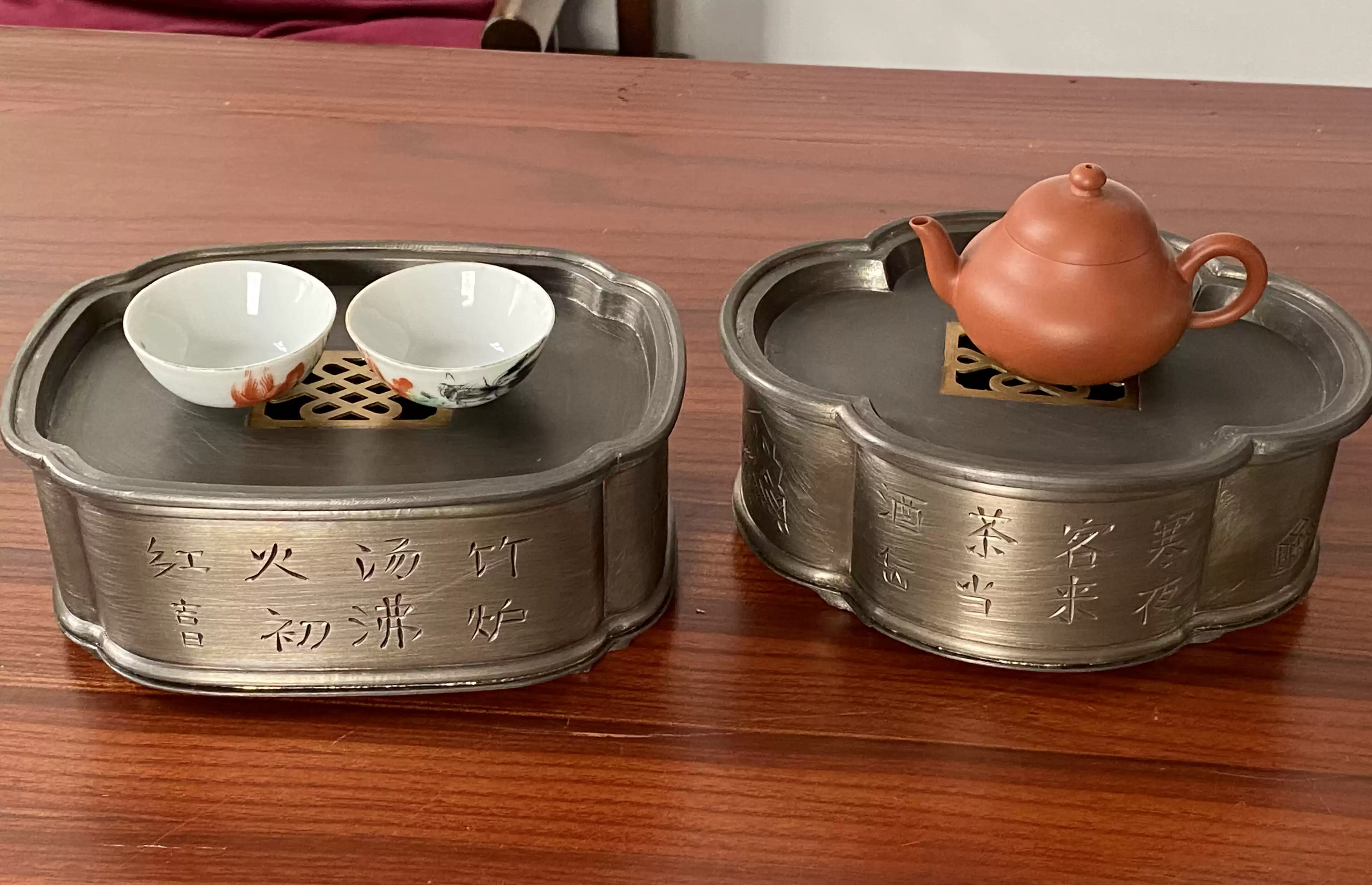 潮州工夫茶潮陽錫器真錫真料點錫點銅茶盤茶船幹泡臺文房茶器-淘寶