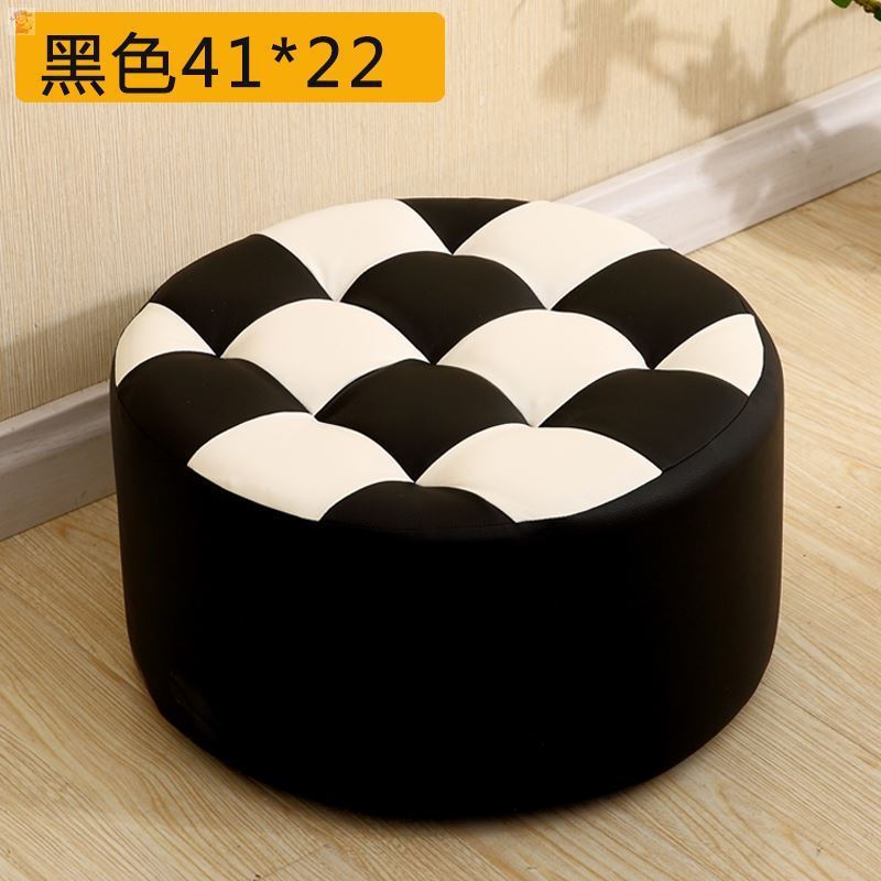 Leather Living Room Cylindrical High Round Small Sofa Home Squatting stools Chair solid wood European style leather duds cute