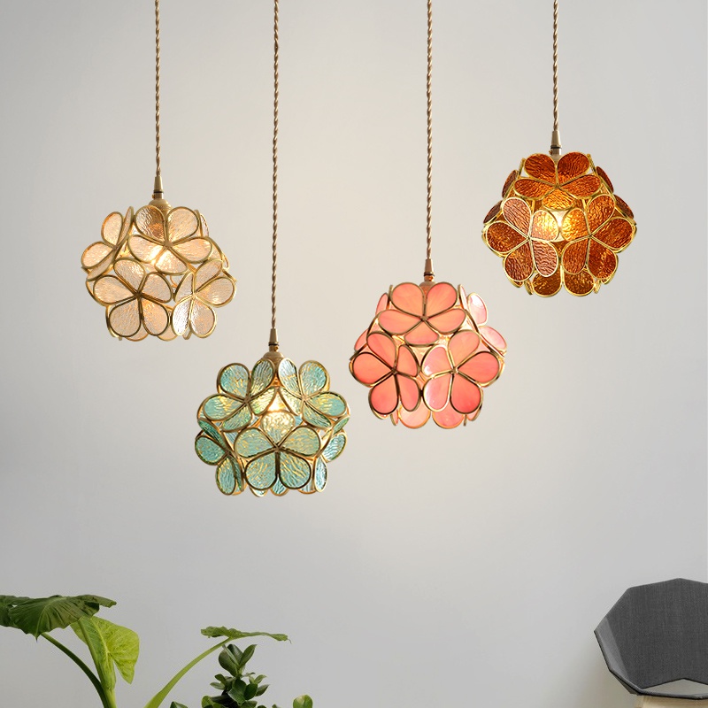 Bedroom bed lamp Nordic Copper chandelier Warm children's room Petal chandelier Dining Room Chandelier Entrance Aisle Chandelier