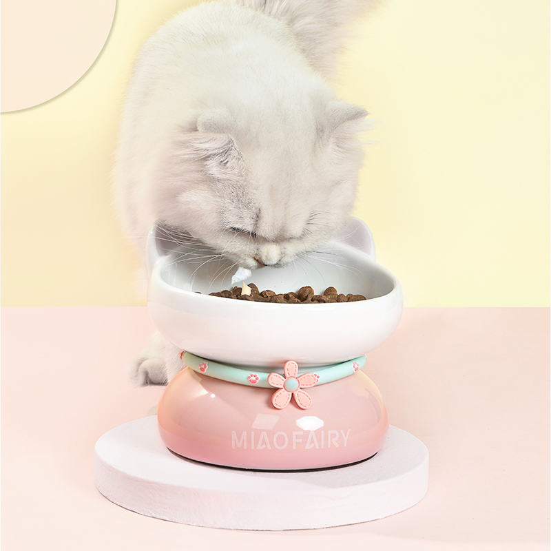 20 years of Asian pet exhibition new fairy cat bowl ceramic protects cervical vertebrae from dark cord cute anti - tap pot