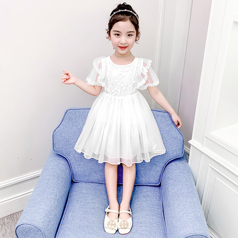 Girl Ocean Dress Summer Dress 2020 New Super Fairy Princess Veil Dress Short Sleeves Little Girl Can Salt Sweets Dresses