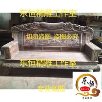 Elephant throne exquisitely carved relief auspicious clouds elephant head Ruyi sofa headrest running sofa