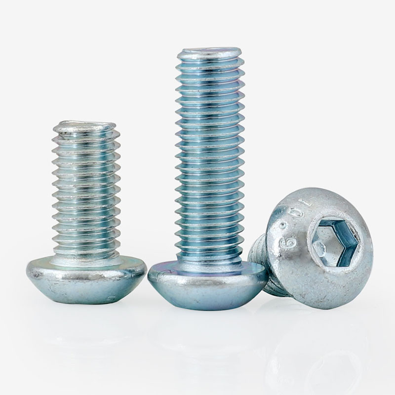 M3M6M8M10M12 10 grade 9 plated blue and white zinc round head hex socket screws ISO7380 pan head bolts and screws