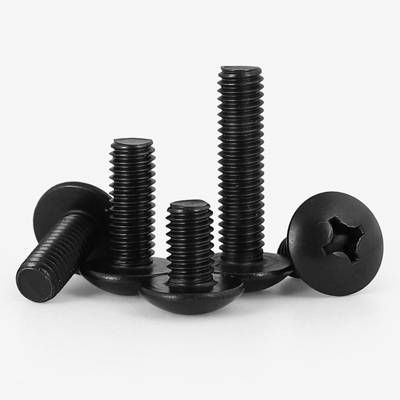 M3M4M5M6 black 304 stainless steel cross large flat head machine screw plated black zinc mushroom head large flat head screw