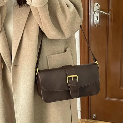 Ретро ремень, пряжка, демисезонная сумка подмышку, сумка с петлей на руку, сумка на одно плечо