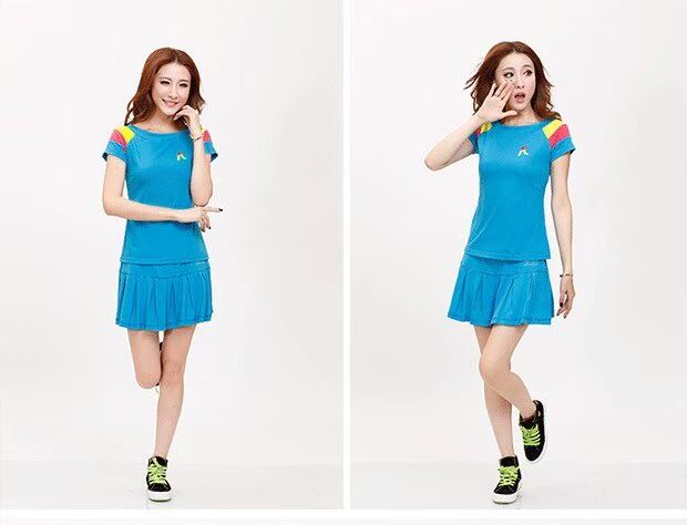 Thở ẩm thấm hút quần vợt phù hợp với quần vợt nữ mùa hè cotton Áo thun tay ngắn váy chống quần áo tennis - Trang phục thể thao quần áo the thao nữ mùa hè