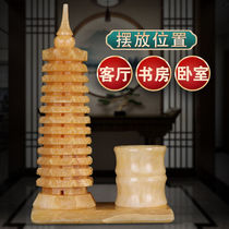 Tianyu Pavilion Nan Jade Thirteenth Floor Wenchang Tower Ornaments 99th Floor 13th Floor Natural Jade Wenchang Tower Pen Holder Study Office