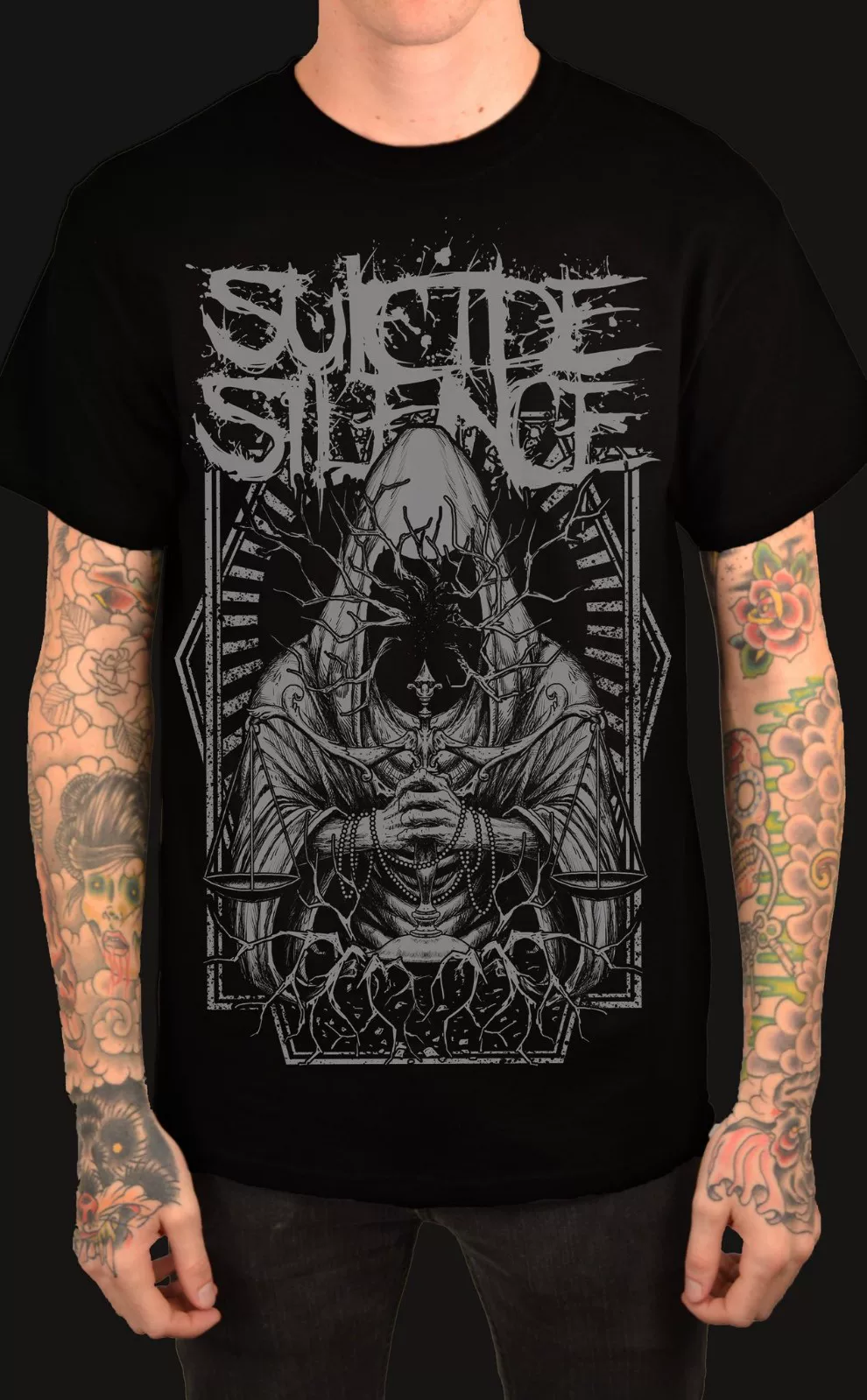 Футболка Suicide Silence US Death Nuclear Bands суицидальная официальный концертный Deathcore дерево демон священник