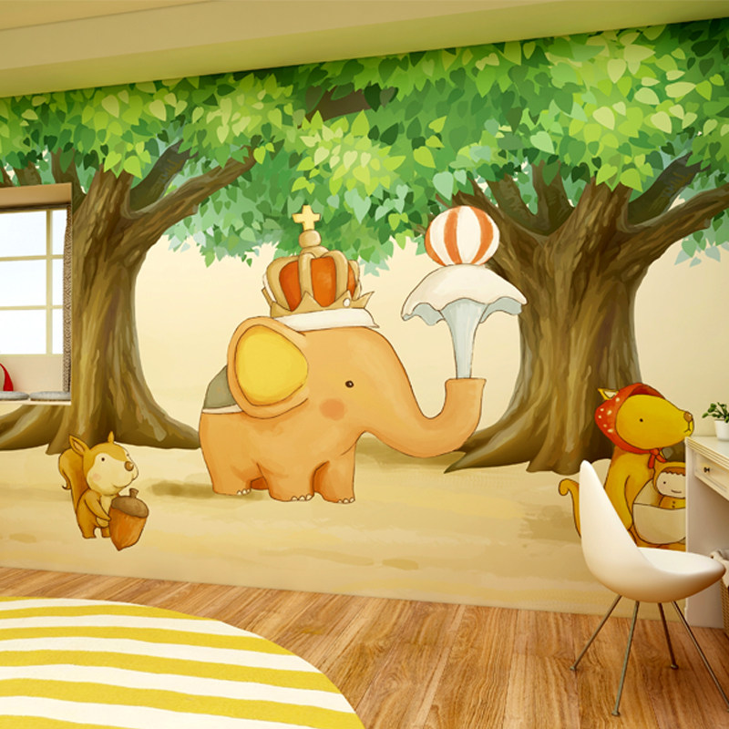 Custom children's room Cartoon kindergarten 3d Bamboo wood fiberboard Bedroom Living room study room Girl male room Animal