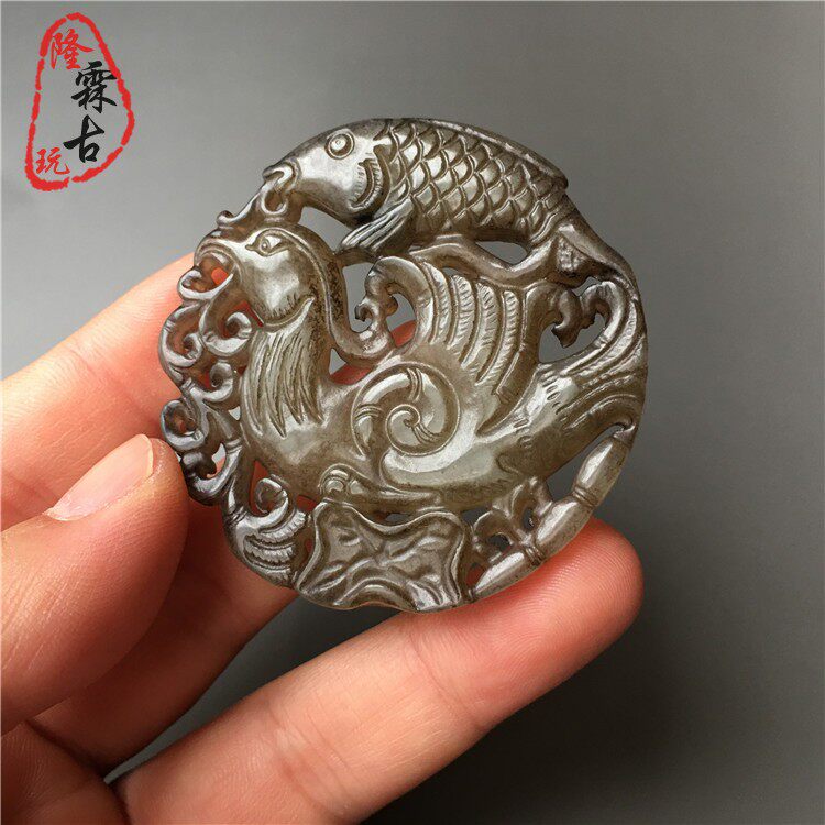 Украшения на шею 天然正品岫玉做旧抓住机遇吊坠复古老玉把件古玩饰品玉坠挂件车挂