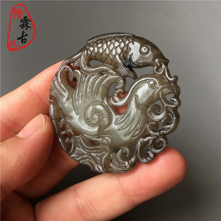 Украшения на шею 天然正品岫玉做旧抓住机遇吊坠复古老玉把件古玩饰品玉坠挂件车挂