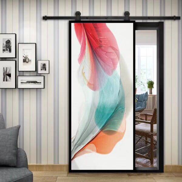 Jifei Painted Barn Door HD Pattern Selection Link Sliding Door Sliding Door Customization Toilet Barn Door