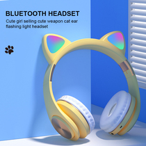 Cat Ear Wireless Headphones Gaming Headset Support TF Card