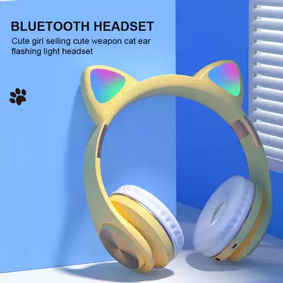 Cat Ear Wireless Headphones Gaming Headset Support TF Card