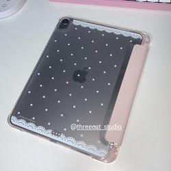 iPad11 레이스 핑크 폴카 도트 보호 커버