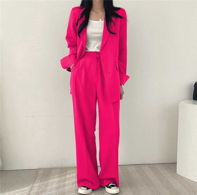 Трансграничная торговля, розовый пиджак классического кроя, осенний дизайнерский комплект, тренд сезона              