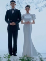 Ретро ципао, свадебное платье для влюбленных, китайский стиль, красивая спина, крой «рыбий хвост»