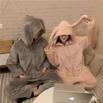 A pair of coral velvet winter men and women autumn and winter ins tide Net red long version cute winter