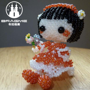 DIY hand-beaded drawings electronic drawings take flower little girl WU082 Chinese table format