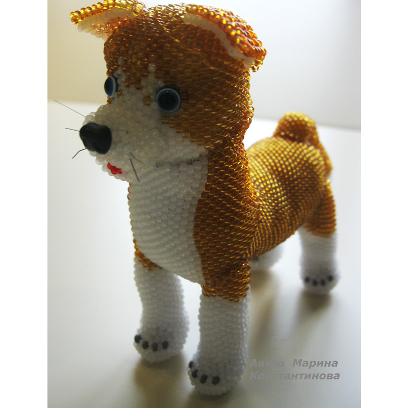 DIY handmade beaded beaded electronic drawing Russian puppy DW1281 Russian knitting drawing