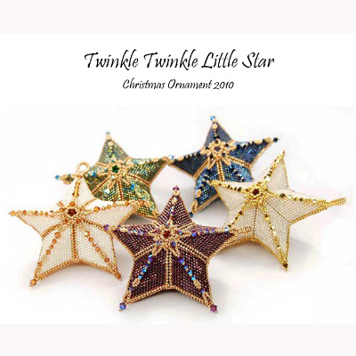 DIY handmade beaded electronic drawing four-color stars WJ236 English line diagram