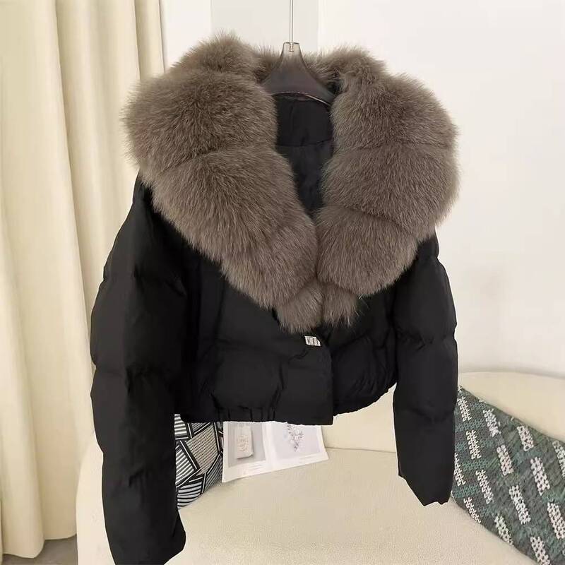 Pregnant Women's New Winter Short Fashion Warm down Jacket with Stylish Oversized Real Fox Fur Collar for Petite Sizes