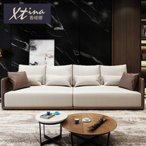 Italian fabric sofa Living room small apartment sofa corner Simple modern latex three-person light luxury ins style