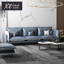 Italian leather sofa Small apartment lazy industrial style loft combination living room double-sided sitting Nordic leather sofa