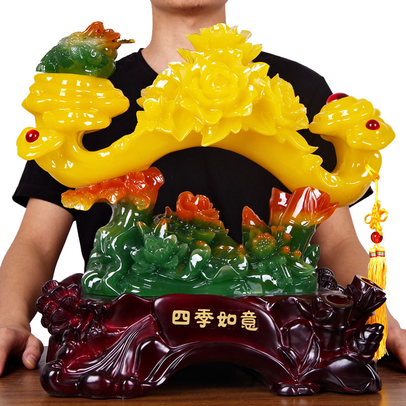 Jade Ruyi pendulum piece handicraft large number Mudan flowers auspicious Ruyi New house Qiao relocation Gift Living Room Wine Cabinet Decoration