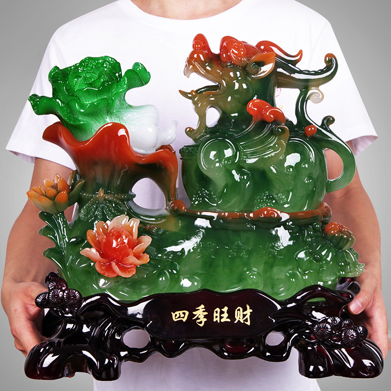 Jade Leopard Leftu swing piece Picchu jade cabbage Merchants Dining Room Office Home Shop Cashier Counter Furnishing Opening Gift