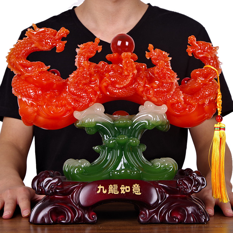 Jiulong play pearl jade Ruyi Chinese decoration Lucky Feng shui home Living room TV cabinet Shop opening gifts