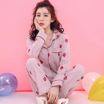 Tinh khiết bông pajama cô gái dài tay bông bộ mùa xuân và mùa thu lathe Kaiser quần áo tăng đang mẹ trăng phòng điều hòa không khí.