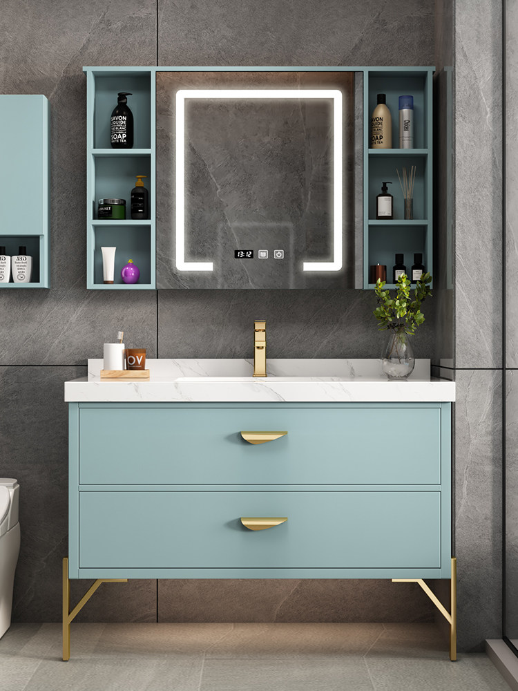 Smart bathroom cabinet combination Nordic modern simple Marble washstand Waterproof powder room washbasin sink