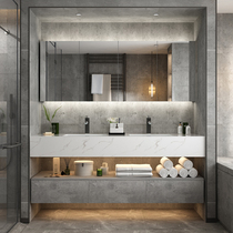 Nordic smart bathroom cabinet combination marble countertop custom toilet wash table waterproof hand wash basin cabinet