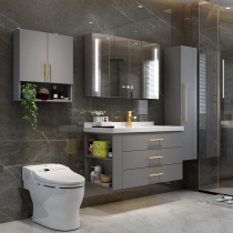 Smart bathroom cabinet combination rock board Nordic light luxury wash basin marble wash basin toilet wash table