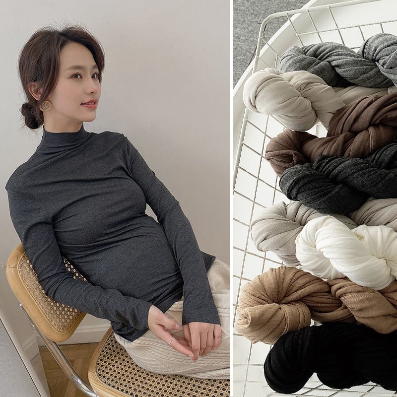 Pregnant woman's dress undershirt T-shirt T-shirt long-sleeved female winter hit bottom coat with a Korean version of high bounce and autumn in the winter