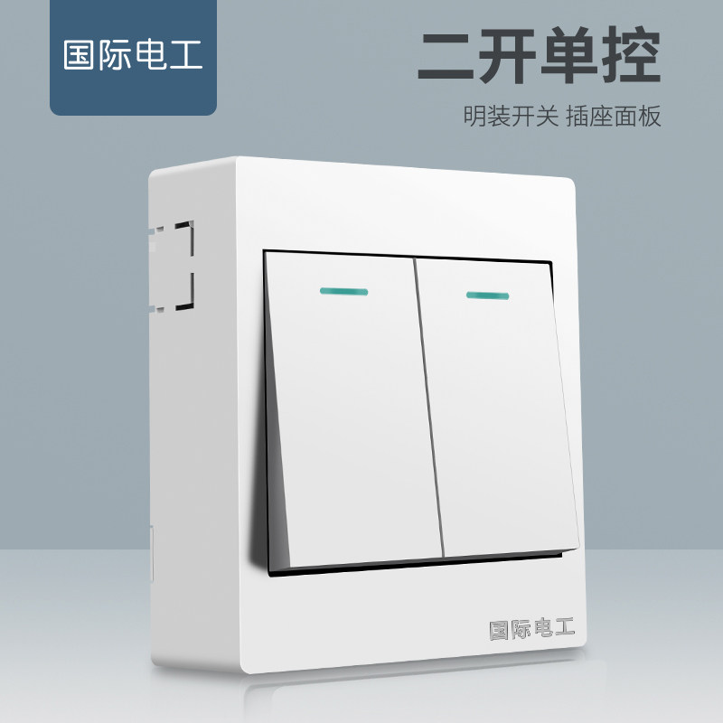 International Electrician 86 Type Home Ming Fit Switch Socket Panel Power Light Dual Switch Switch Two Open Single Control Switch